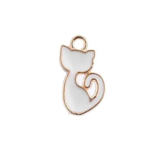John Bead Sweet & Petite Retro Cat Charms, 10ct. White {1}