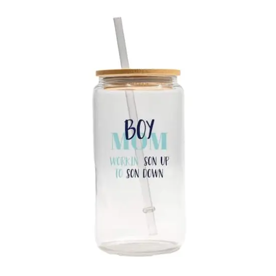 16oz. Boy Mom Glass Can Cup {1}