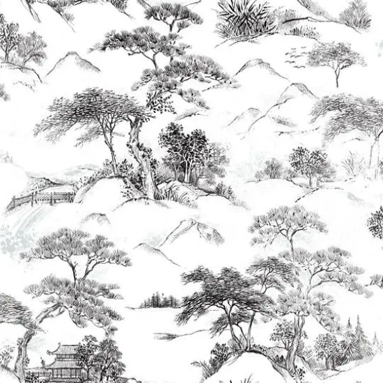 RoomMates Oriental Toile Peel & Stick Wallpaper Black and White {2}