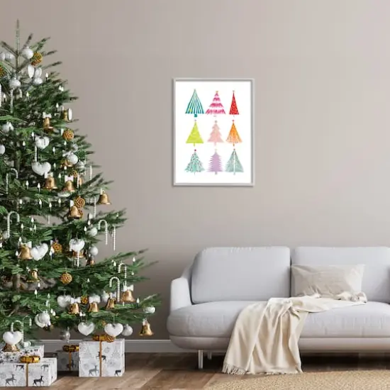 Stupell Industries Varied Fun Christmas Trees Framed Giclee Art Gray {3}