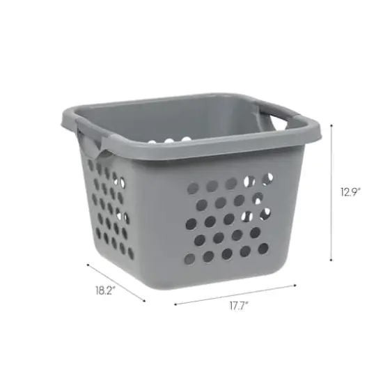 IRIS 30L Gray/Dark Gray Compact Laundry Basket Hamper, 3 Pack {8}