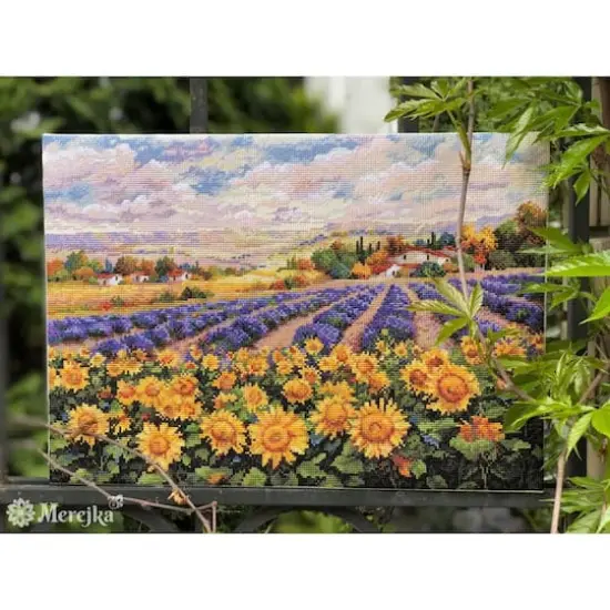 Merejka Fields of Lavender & Sunflowers Counted Cross Stitch Kit {4}