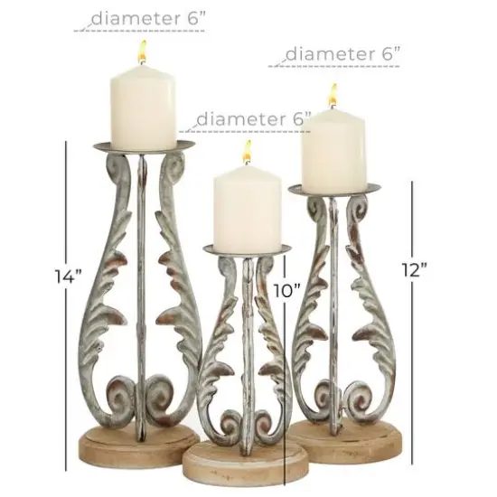 Silver Metal Vintage Candle Holder Set {6}
