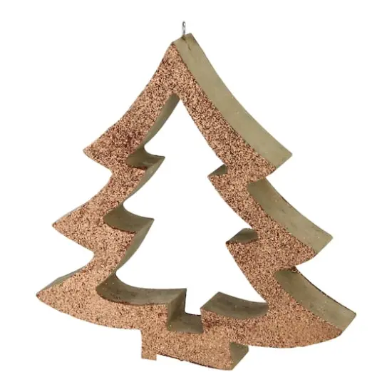 7" Brown Glittered Cutout Christmas Tree Ornament {1}