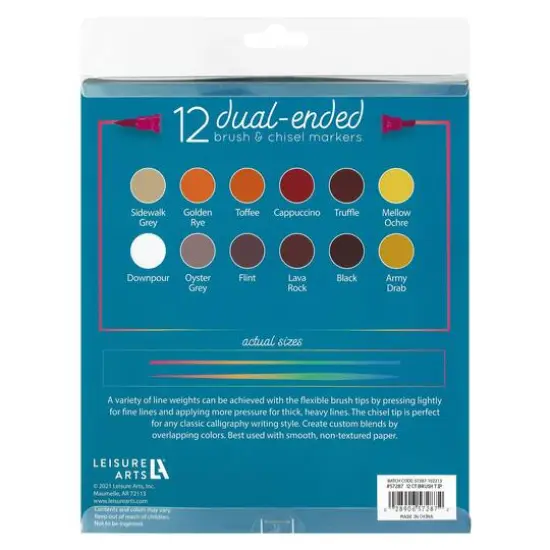 Leisure Arts&reg; 12 Color Neutrals Brush & Chisel Dual Tip Marker Set {3}