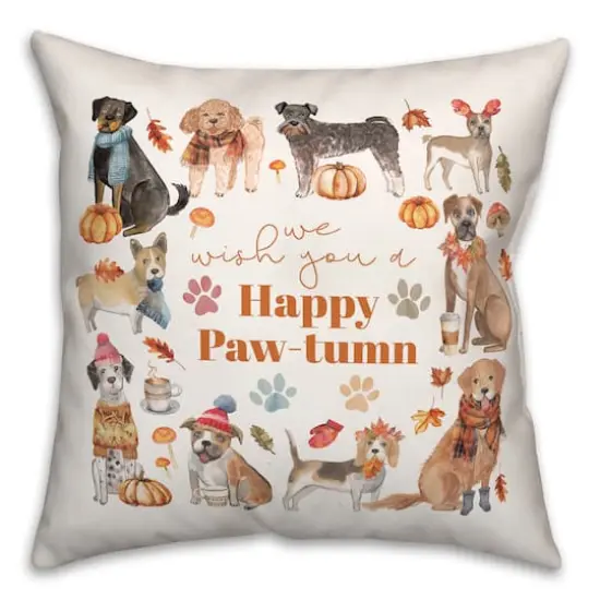 Happy Paw-tumn 18" x 18" Indoor / Outdoor Pillow {1}