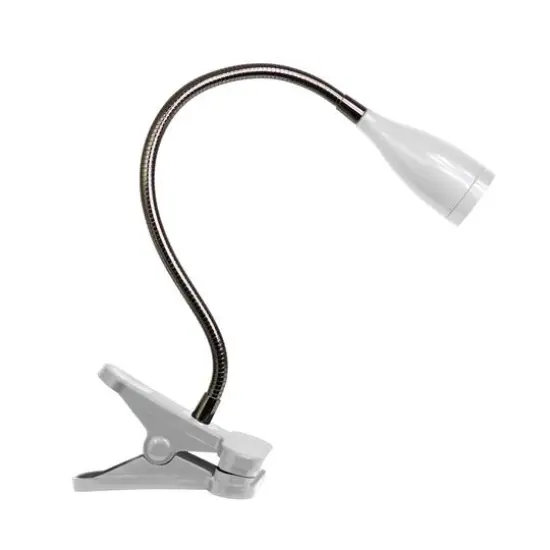 Simple Designs Flexible Gooseneck LED Clip Light Desk Lamp White {1}