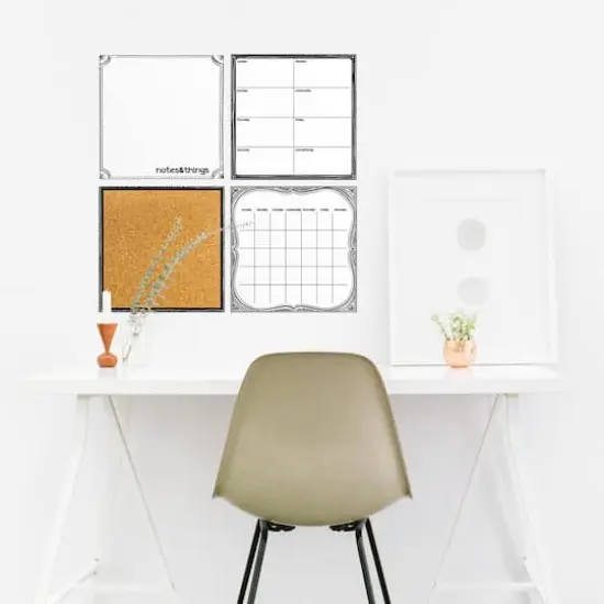 WallPops White Dry Erase Calendar & Corkboard Set {4}