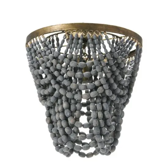 Hello Honey® 2-Tier Draped Wood Bead Semi-Flush Mount Ceiling Light Light Gray {7}