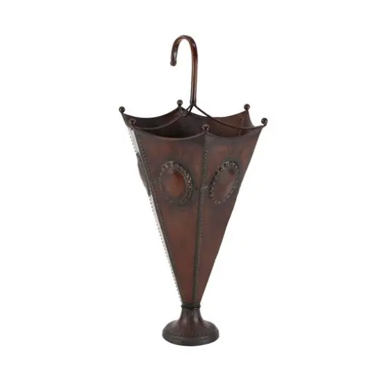 28" Brown Metal Rustic Umbrella Stand {5}