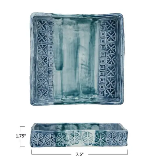 Hello Honey&reg; 7.5" Blue Coastal Stoneware Napkin Holder {4}