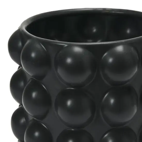 Hello Honey&reg; 9" Black Stoneware Planter with Raised Dots {3}
