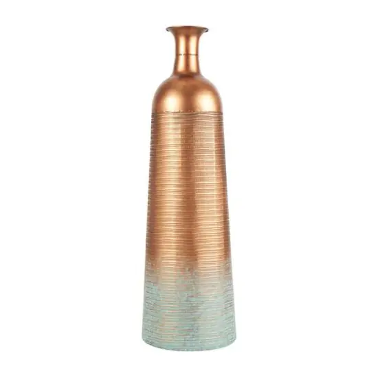 Distressed Ombre Copper Ribbed Vase Set {3}