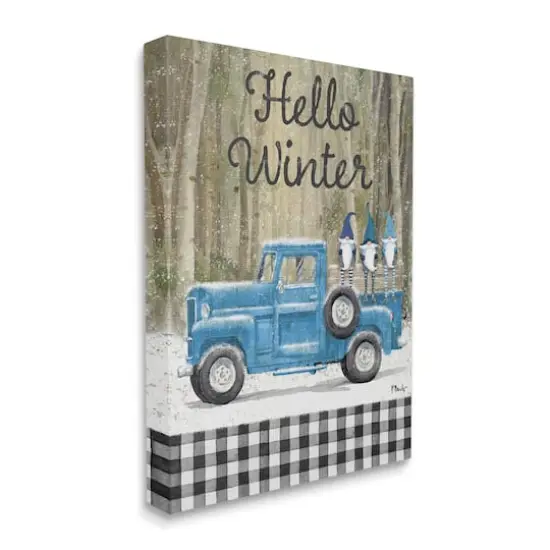 Stupell Industries Hello Winter Plaid Gnomes Canvas Wall Art {4}