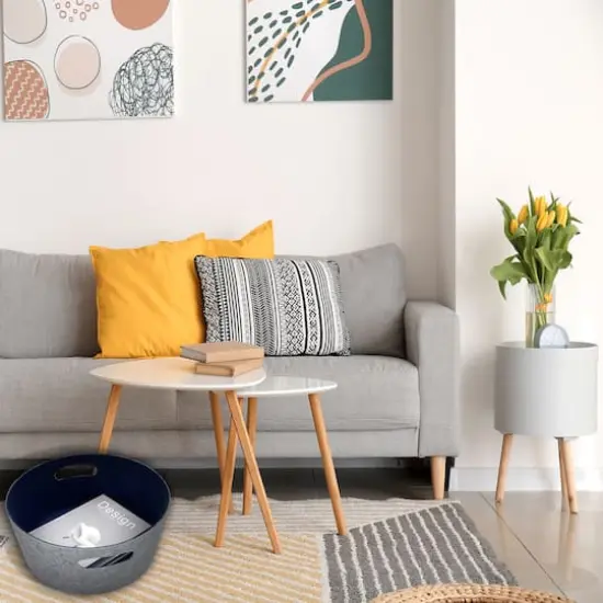 Welaxy 15" Felt Round Basket Navy {6}