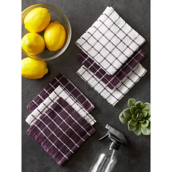 DII&reg; Eggplant Combo Windowpane Dishcloths, 6ct. {10}