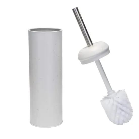 Elle D&eacute;cor White & Silver Speckled Toilet Brush & Holder {1}