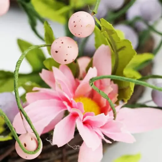 12" Spring Pink & Purple Decorative Floral Twig Wreath {5}