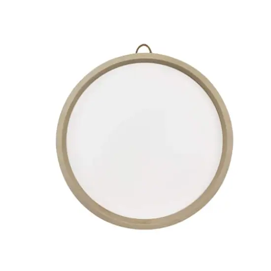 12" Round White Plaque with Natural Frame by Make Market&reg; {1}