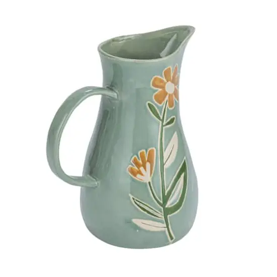 Hello Honey&reg; 10" Hand-Painted Wax Relief Pattern Stoneware Pitcher {5}