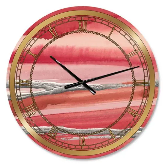 Designart 'Metallic Glam On Red Glam Wall Clock {1}