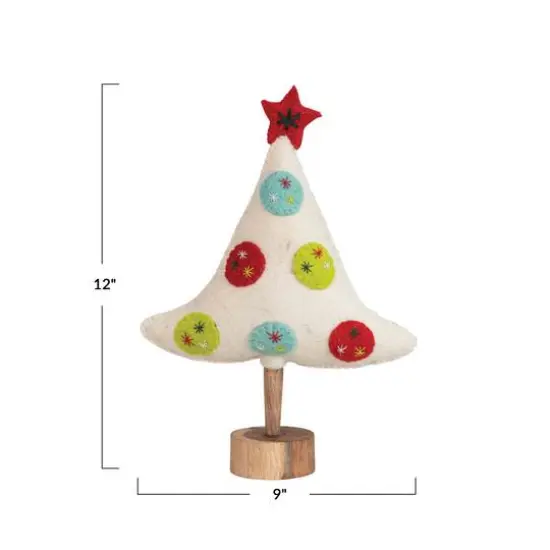 Hello Honey&reg; 12" Handmade Embroidered Wool Felt Tree with Star {3}