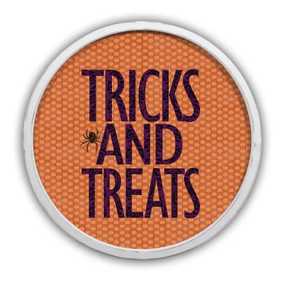 Tricks and Treats Round Framed Print White {1}
