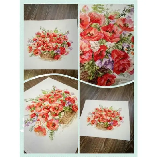 Alisa Basket Of Poppies Cross Stitch Kit {4}