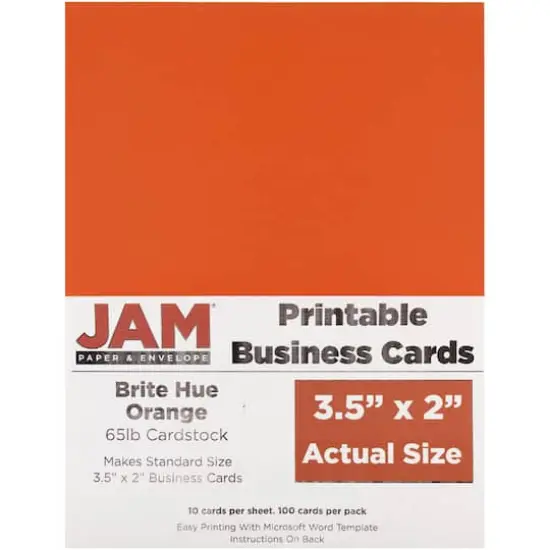 JAM Paper Brite Hue Printable Business Cards, 100ct. Brite Hue Orange {1}