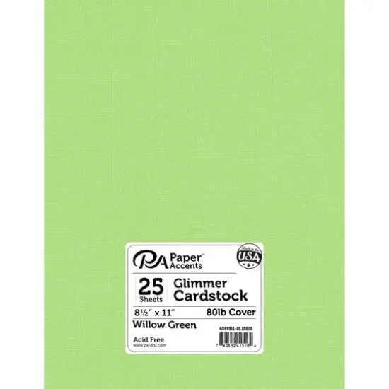 PA Paper&trade; Accents Glimmer 8.5" x 11" Cardstock, 25 Sheets Willow Green {1}