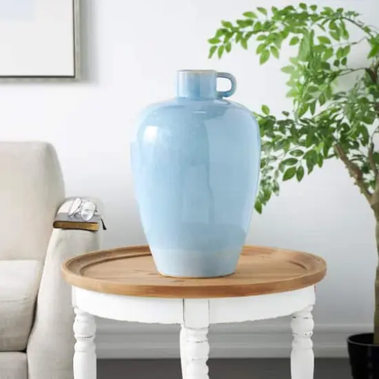 18" Blue Unique Textured Ceramic Ombre Vase {10}