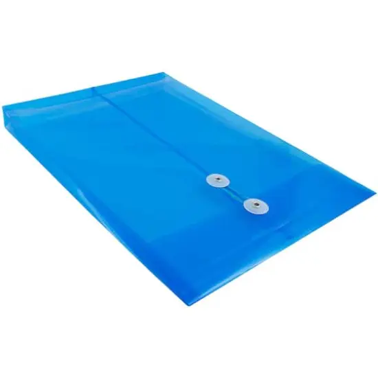 JAM Paper Legal Size Plastic Envelopes with Button & String Tie Closure, 12ct. Blue {6}
