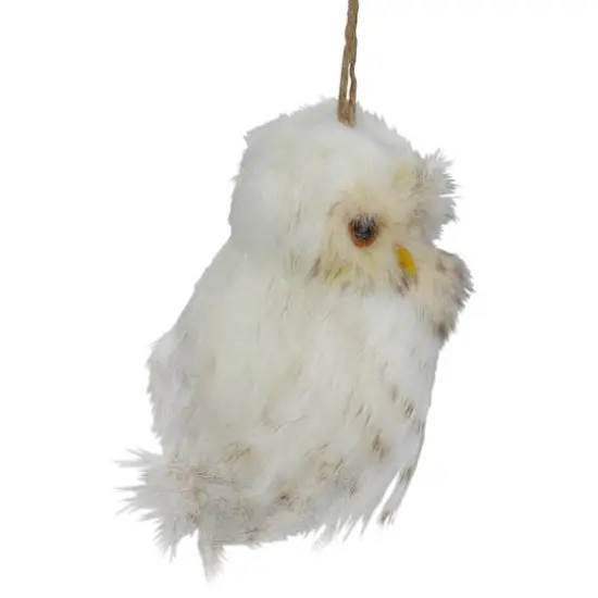 White and Brown Faux Fur Owl Ornament {5}