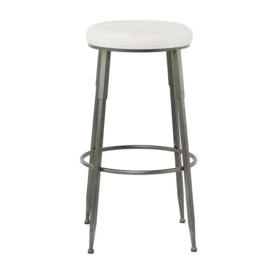 30" Gray Metal Industrial Counter Stool {6}