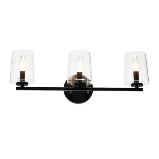 Hello Honey® Robert Stevenson Lighting Berkley Metal & Glass 3-Light Vanity Light Matte Black {6}