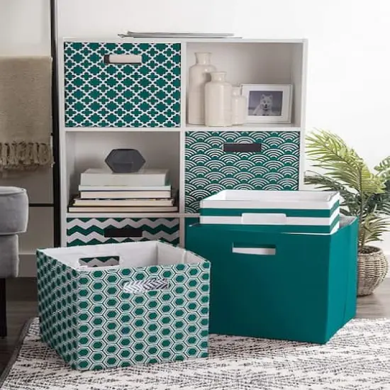 DII&reg; 11" Polyester Solid Storage Cube Teal {5}