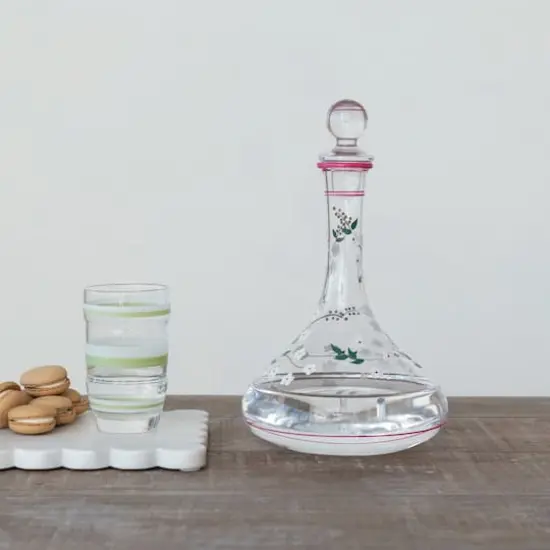 Hello Honey&reg; 5" Green & White Striped Drinking Glass, 4ct. {5}