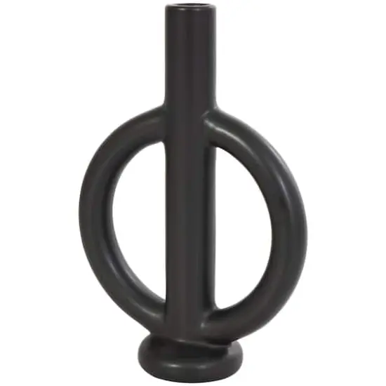 CosmoLiving by Cosmopolitan 10" Black & White Ceramic Geometric Ring Taper Candle Holder Set {4}