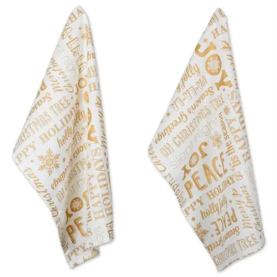 DII&reg; Gold Christmas Collage Dishtowel Set {1}