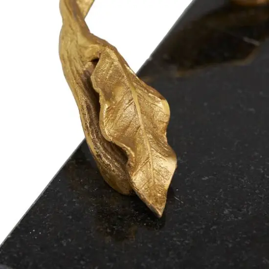 20.5" Black Marble Rectangular Tray with Gold Leaf Handles {6}