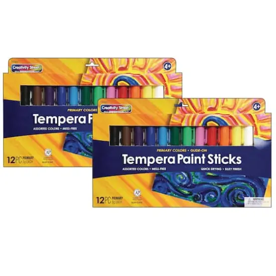 Creativity Street&reg; Primary Colors Glide-On Tempera Paint Sticks, 2 Packs of 12 {1}