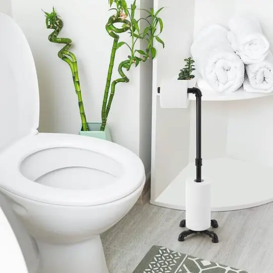 Black Toilet Paper Holder Stand, 2ct. {3}