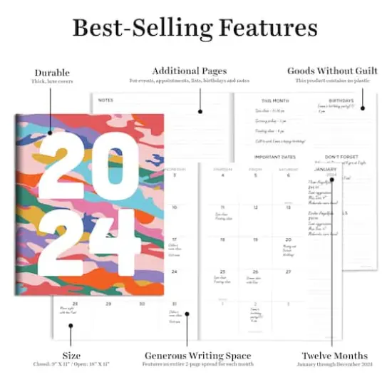 2024 Super Cali Camo Large Monthly Planner {6}