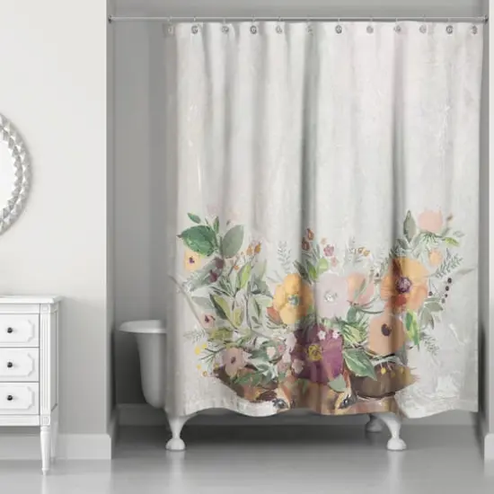 Steer with Flower Horns 71" x 74" Shower Curtain {1}