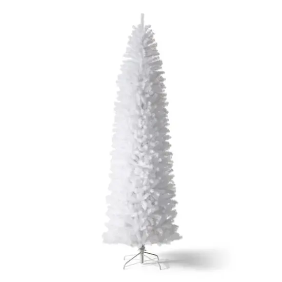 9ft. Unlit White Pencil Tinsel Artificial Christmas Tree {1}