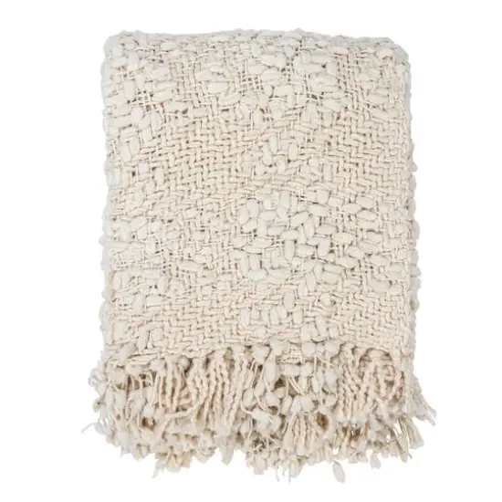 Hello Honey® Natural Cable Knit Throw Blanket with Fringe {6}