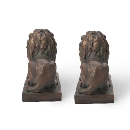 Glitzhome&reg; 22" Lying Lion Garden Statue Set Bronze {8}