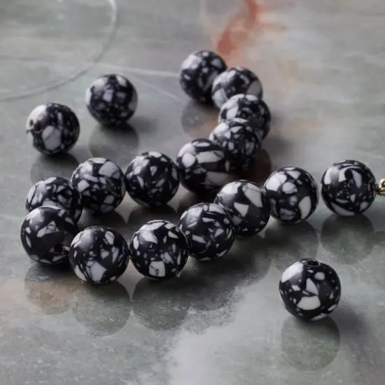 10mm Clay Round Beads by Bead Landing&trade; Black/White {3}