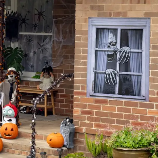 46" Scary Skeleton Window Cover Halloween Decoration {3}