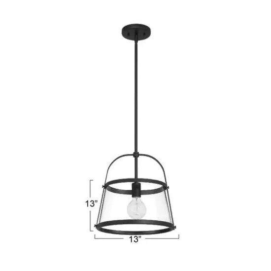 Hello Honey&reg; Fallon Black Vintage Metal & Clear Glass Ceiling Light {15}